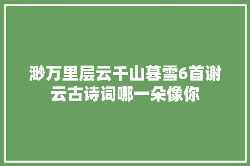 渺万里层云千山暮雪6首谢云古诗词哪一朵像你