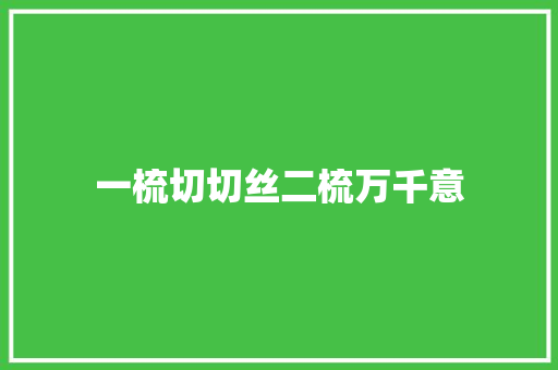 一梳切切丝二梳万千意