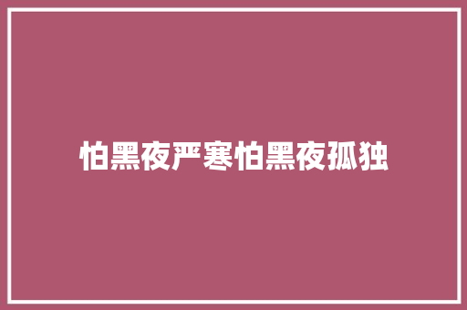 怕黑夜严寒怕黑夜孤独