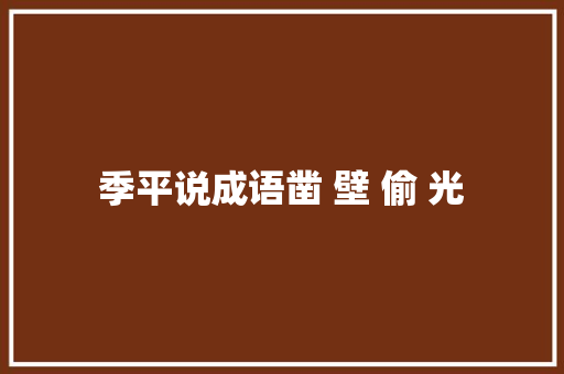 季平说成语凿 壁 偷 光