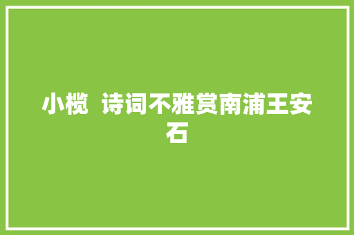 小榄  诗词不雅赏南浦王安石