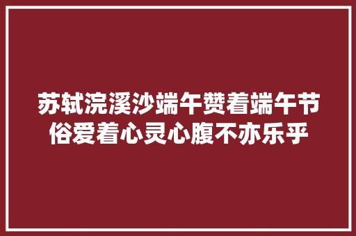 苏轼浣溪沙端午赞着端午节俗爱着心灵心腹不亦乐乎