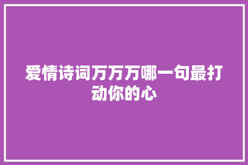 爱情诗词万万万哪一句最打动你的心