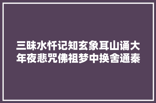 三昧水忏记知玄象耳山诵大年夜悲咒佛祖梦中换舍通秦语