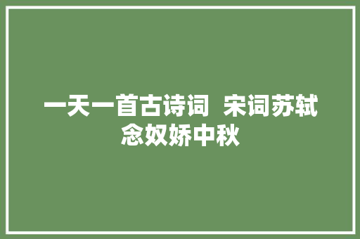 一天一首古诗词  宋词苏轼念奴娇中秋