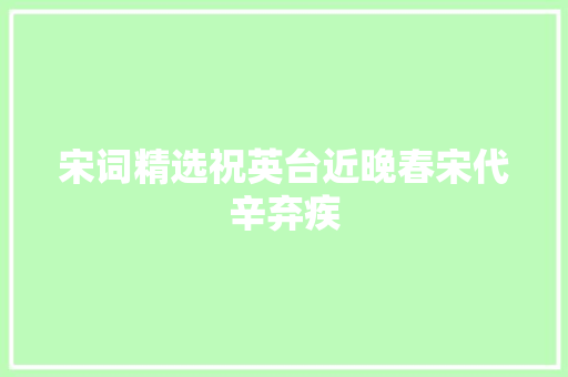 宋词精选祝英台近晚春宋代辛弃疾