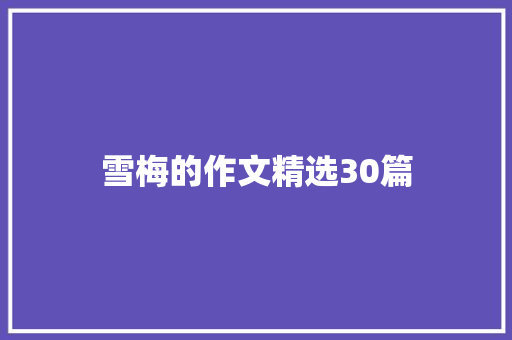 雪梅的作文精选30篇