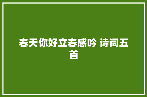 春天你好立春感吟 诗词五首