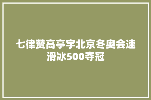 七律赞高亭宇北京冬奥会速滑冰500夺冠