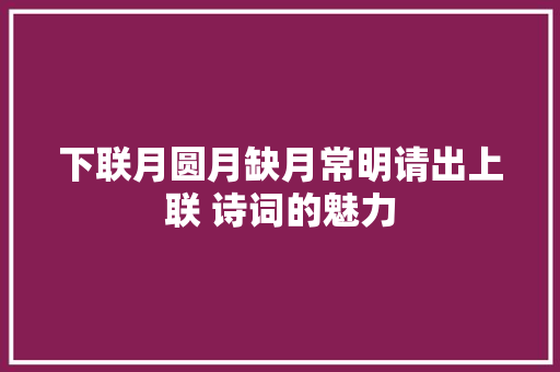 下联月圆月缺月常明请出上联 诗词的魅力