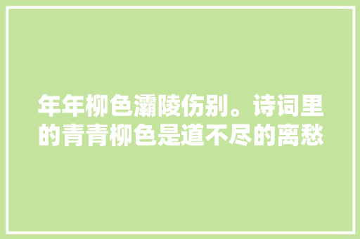 年年柳色灞陵伤别。诗词里的青青柳色是道不尽的离愁和祝福