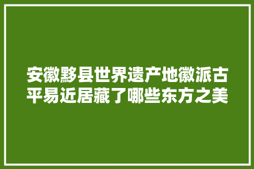 安徽黟县世界遗产地徽派古平易近居藏了哪些东方之美