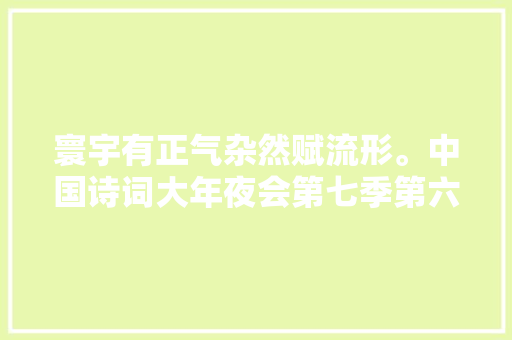 寰宇有正气杂然赋流形。中国诗词大年夜会第七季第六场常识点
