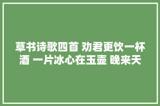 草书诗歌四首 劝君更饮一杯酒 一片冰心在玉壶 晚来天欲雪 能饮一杯无