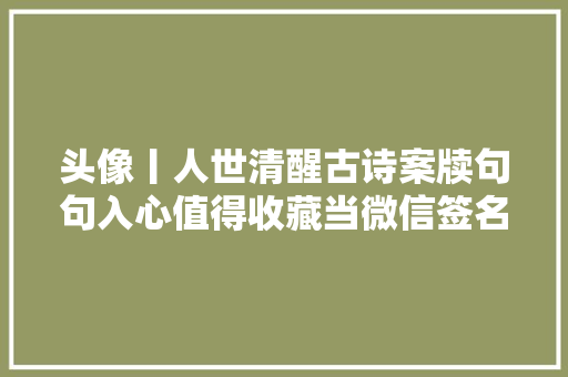 头像丨人世清醒古诗案牍句句入心值得收藏当微信签名