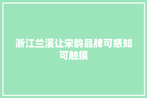 浙江兰溪让宋韵品牌可感知可触摸