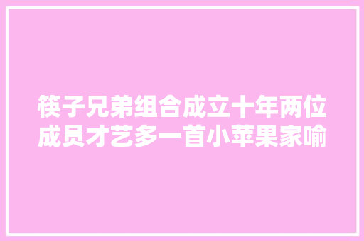 筷子兄弟组合成立十年两位成员才艺多一首小苹果家喻户晓