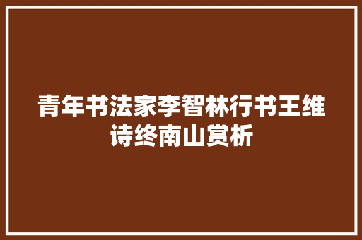 青年书法家李智林行书王维诗终南山赏析