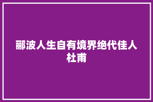 郦波人生自有境界绝代佳人杜甫