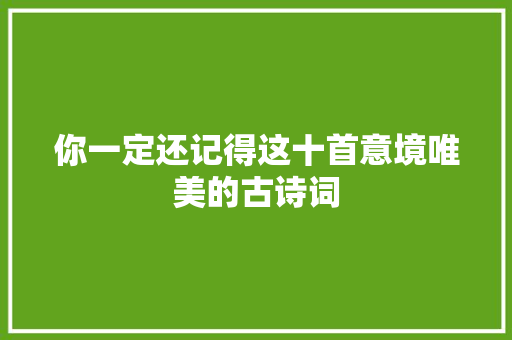 你一定还记得这十首意境唯美的古诗词