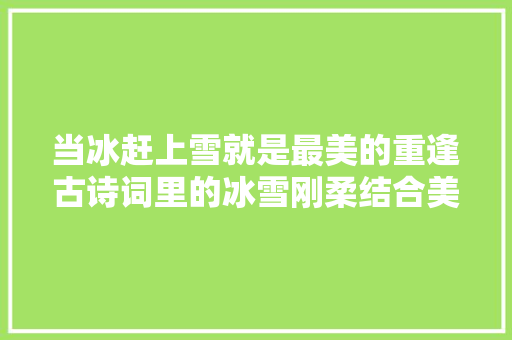 当冰赶上雪就是最美的重逢古诗词里的冰雪刚柔结合美极了