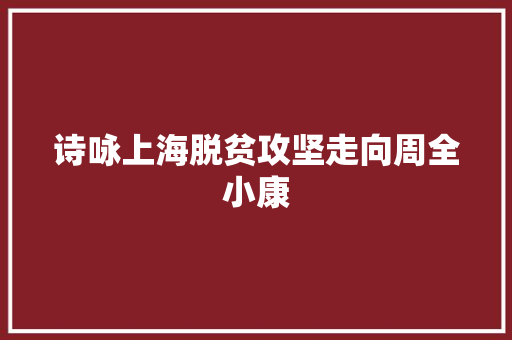 诗咏上海脱贫攻坚走向周全小康