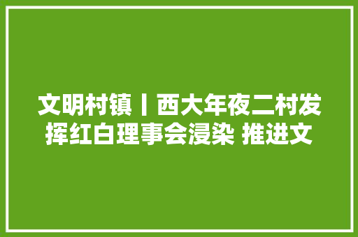 文明村镇丨西大年夜二村发挥红白理事会浸染 推进文明乡风培植