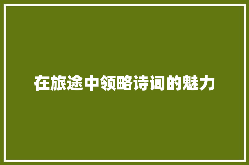 在旅途中领略诗词的魅力