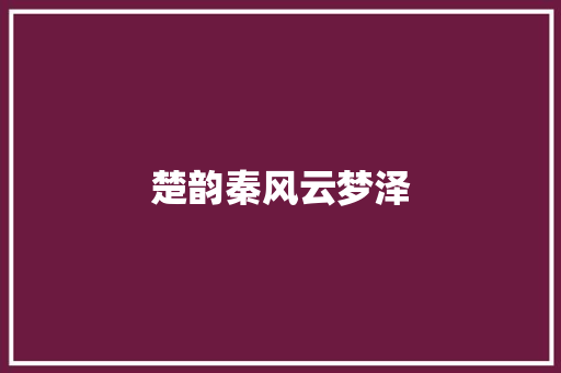 楚韵秦风云梦泽