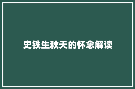 史铁生秋天的怀念解读