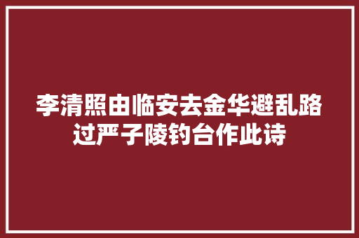 李清照由临安去金华避乱路过严子陵钓台作此诗