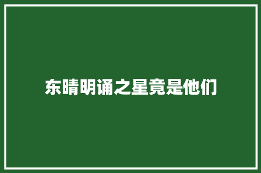 东晴明诵之星竟是他们
