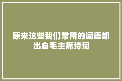 原来这些我们常用的词语都出自毛主席诗词