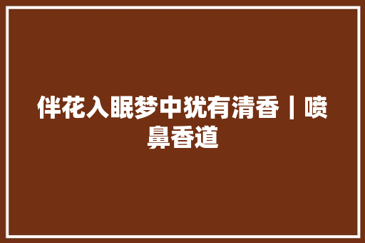伴花入眠梦中犹有清香｜喷鼻香道
