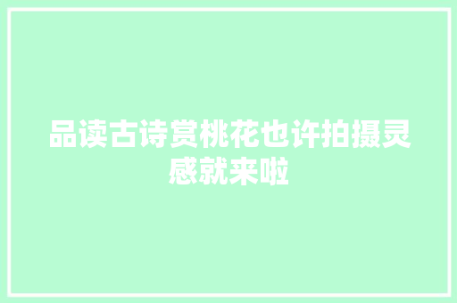 品读古诗赏桃花也许拍摄灵感就来啦