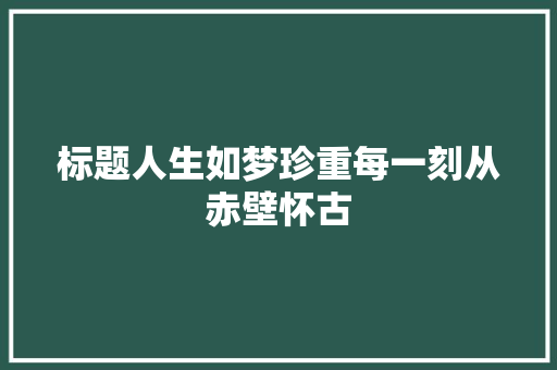 标题人生如梦珍重每一刻从赤壁怀古