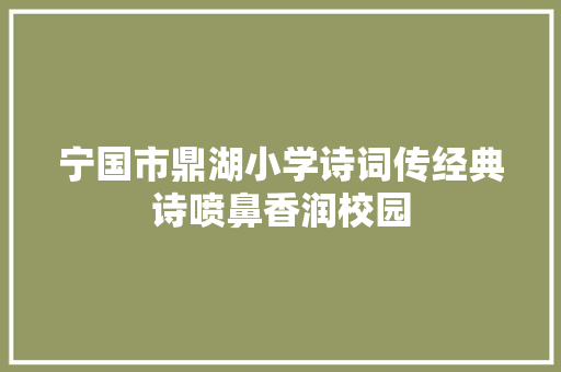宁国市鼎湖小学诗词传经典诗喷鼻香润校园