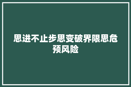 思进不止步思变破界限思危预风险