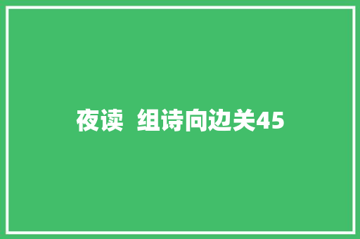 夜读  组诗向边关45