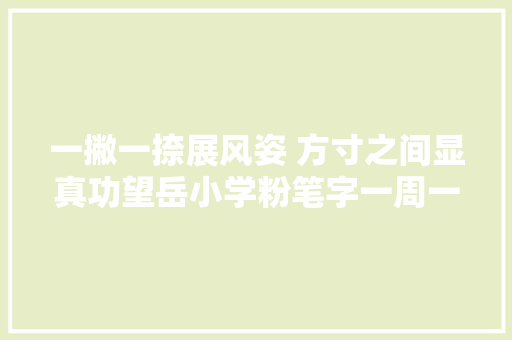一撇一捺展风姿 方寸之间显真功望岳小学粉笔字一周一练展示
