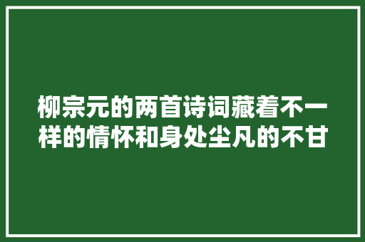 柳宗元的两首诗词藏着不一样的情怀和身处尘凡的不甘