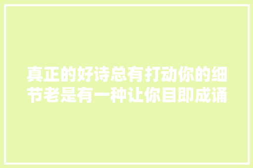 真正的好诗总有打动你的细节老是有一种让你目即成诵的魔力