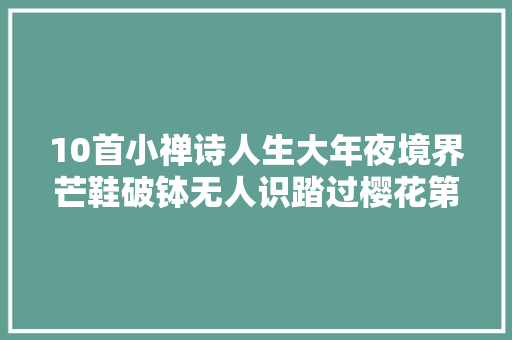 10首小禅诗人生大年夜境界芒鞋破钵无人识踏过樱花第几桥