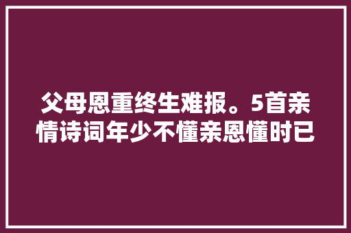 父母恩重终生难报。5首亲情诗词年少不懂亲恩懂时已是中年