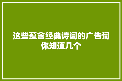 这些蕴含经典诗词的广告词你知道几个