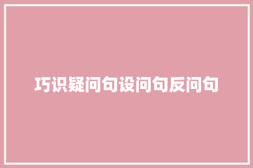 巧识疑问句设问句反问句