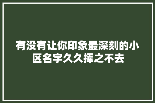 有没有让你印象最深刻的小区名字久久挥之不去