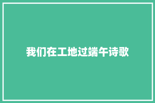 我们在工地过端午诗歌