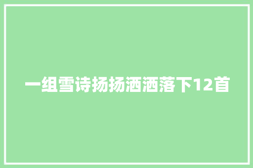 一组雪诗扬扬洒洒落下12首