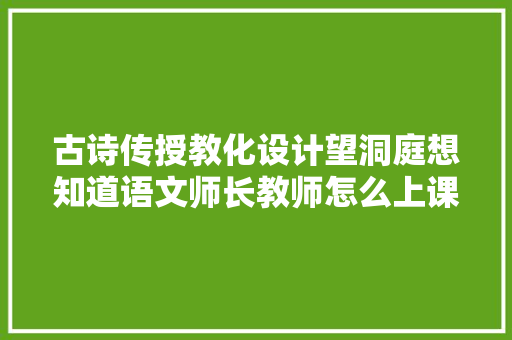 古诗传授教化设计望洞庭想知道语文师长教师怎么上课的吗点进来看看